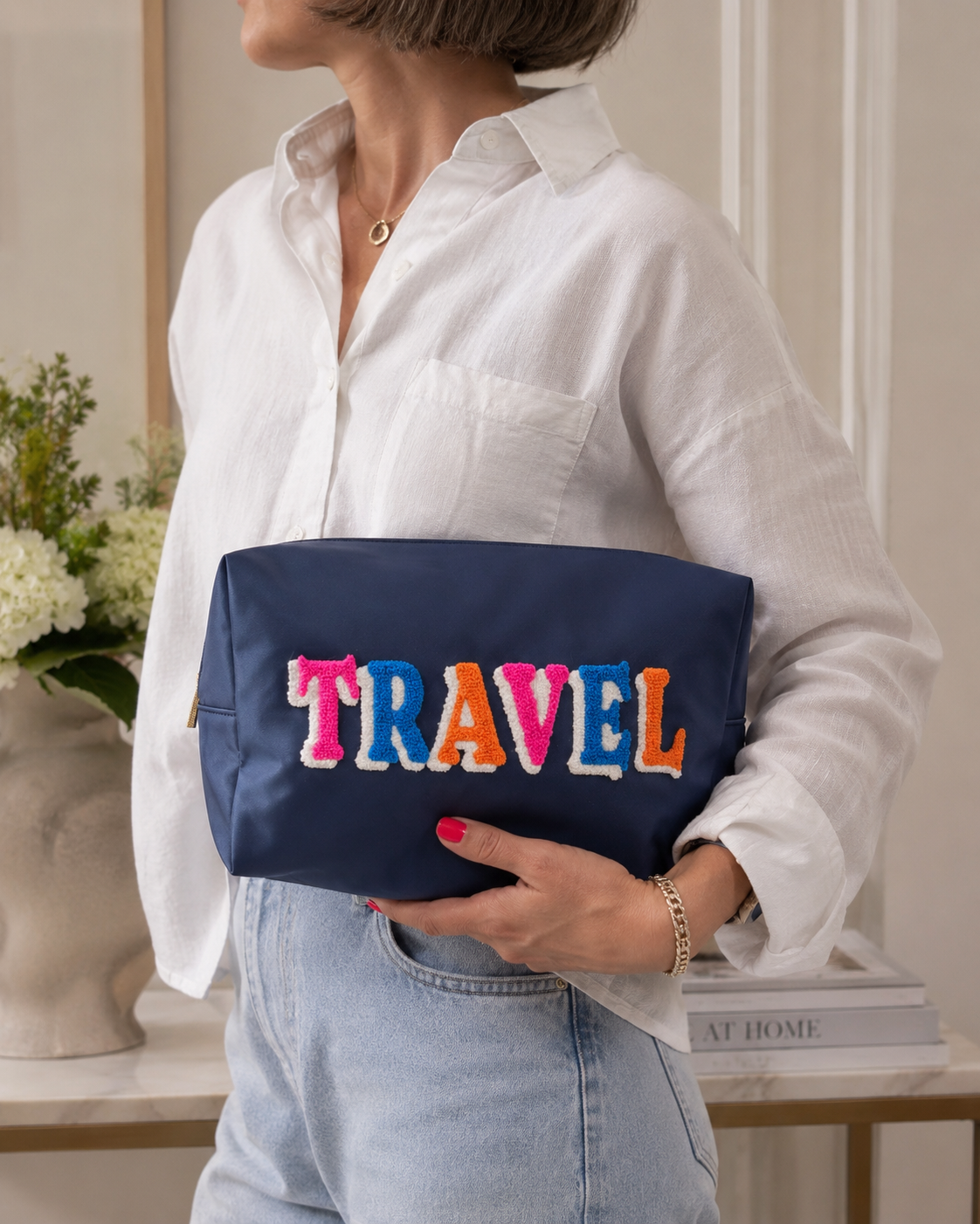 “TRAVEL” OVERSIZED ZIP POUCH