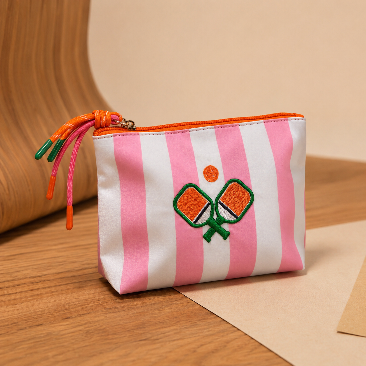 STRIPE PADDLES MEDIUM ZIP POUCH