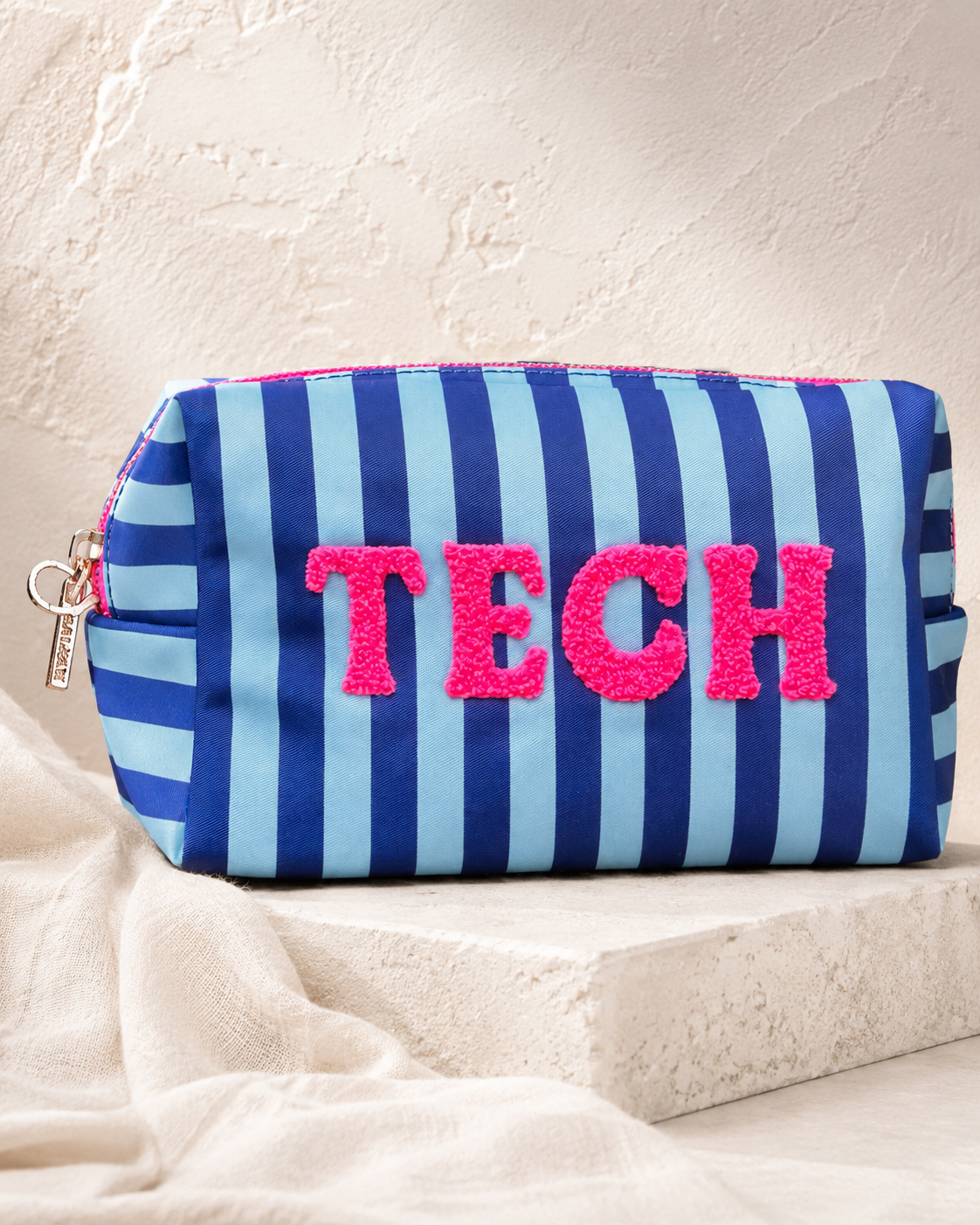 “TECH” STRIPED SMALL ZIP POUCH