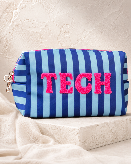 “TECH” STRIPED SMALL ZIP POUCH