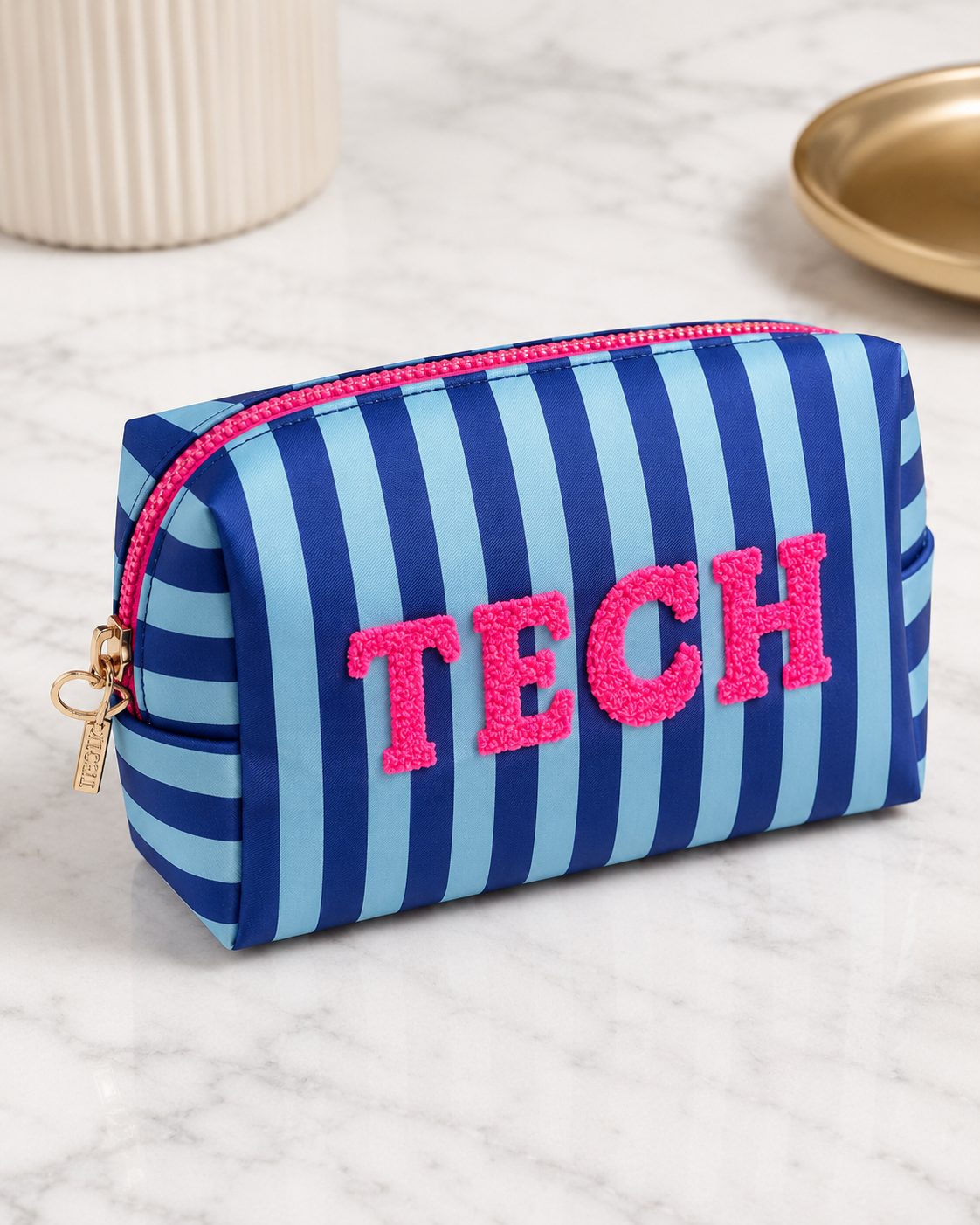 “TECH” STRIPED SMALL ZIP POUCH