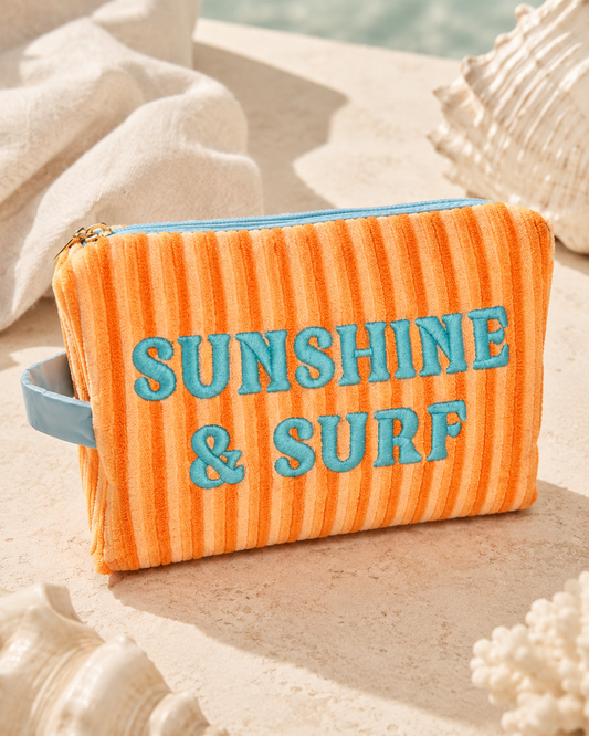 “SUMSHINE & SURF” STRIPED OVERSIZED POUCH