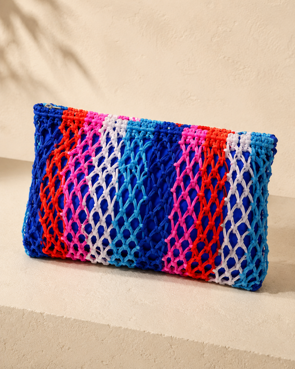 FISHNET STRIPED ZIP POUCH