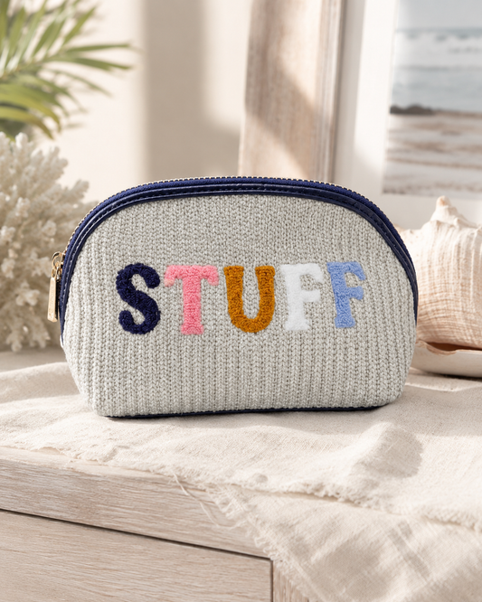 “STUFF” KNIT ZIP POUCH