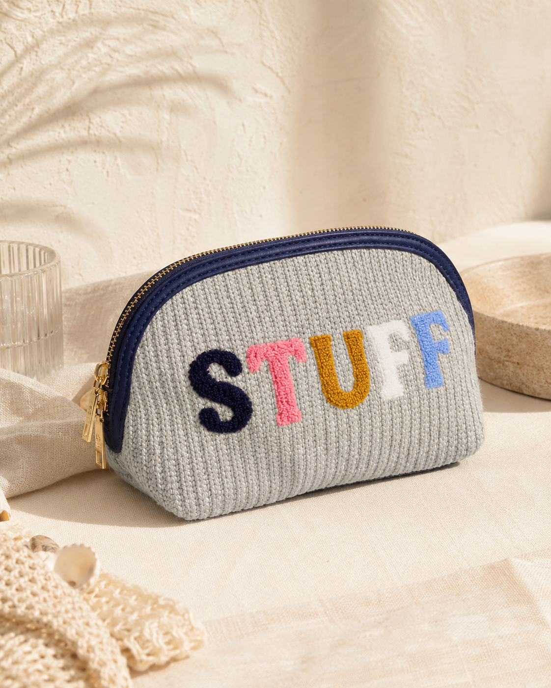 “STUFF” KNIT ZIP POUCH