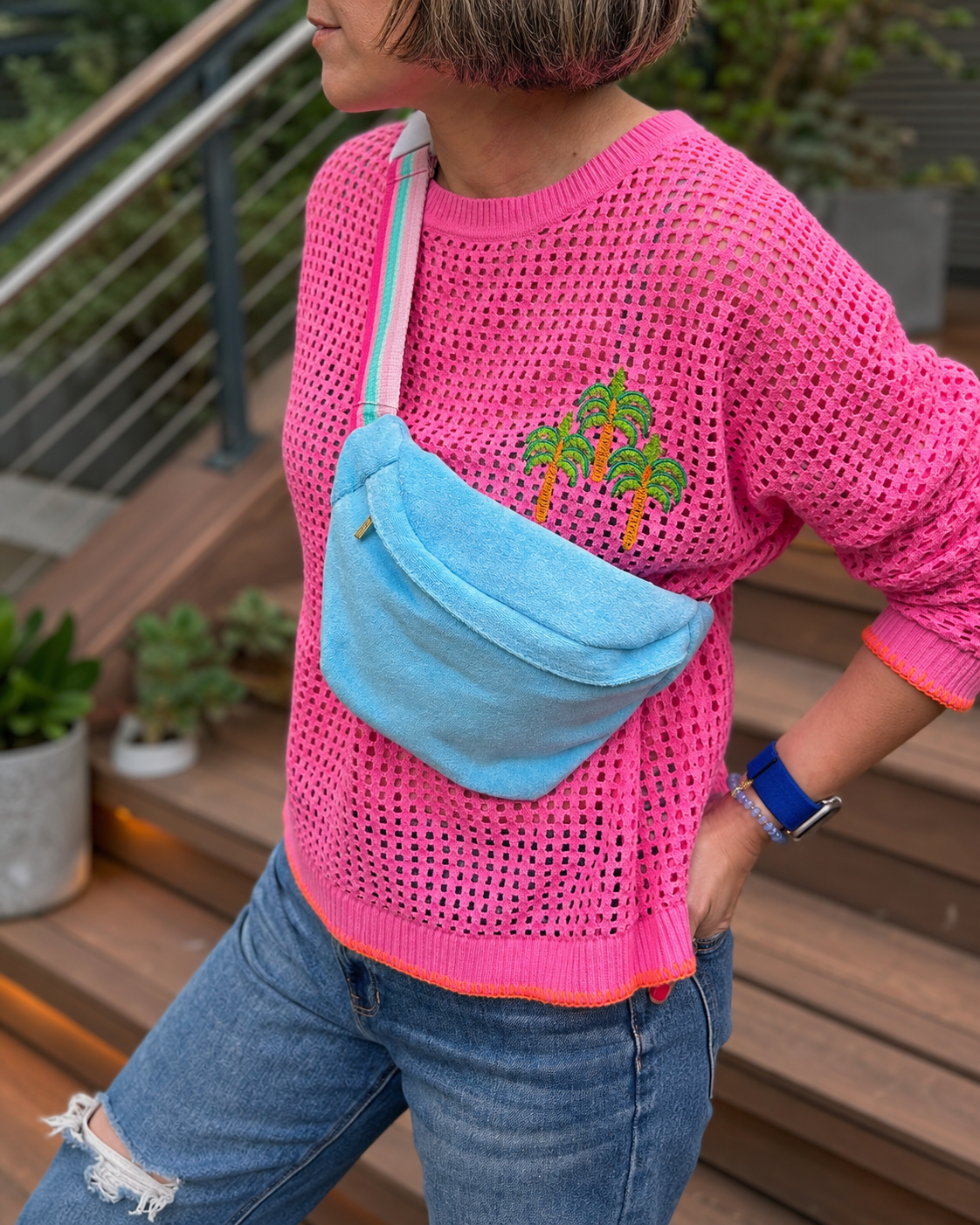 TERRY STRIPED BELT BAG