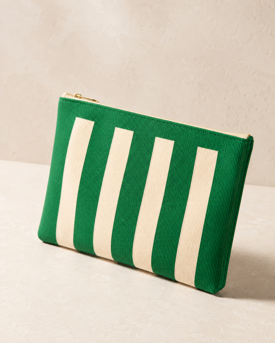 STRIPED KNIT ZIP POUCH