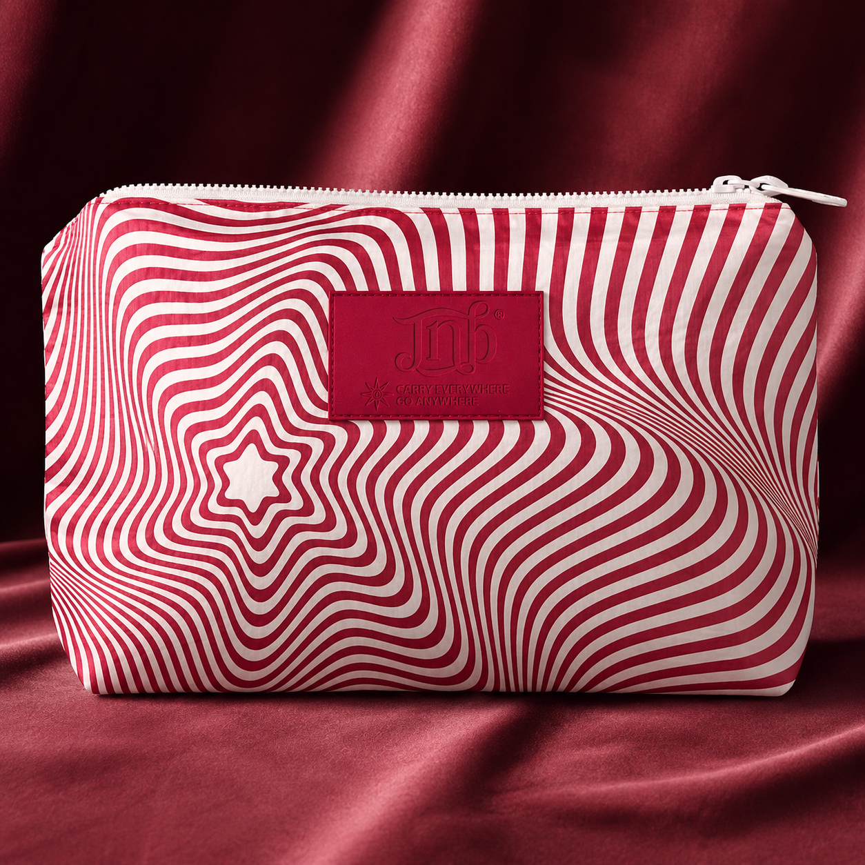 WATERPROOF OVERSIZED MARBLE ZIP POUCH- RED