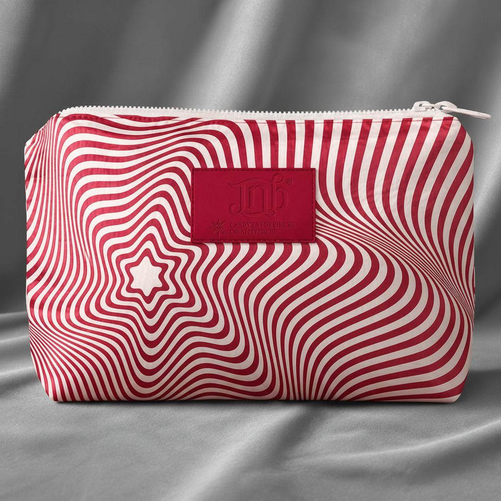 WATERPROOF OVERSIZED MARBLE ZIP POUCH- RED