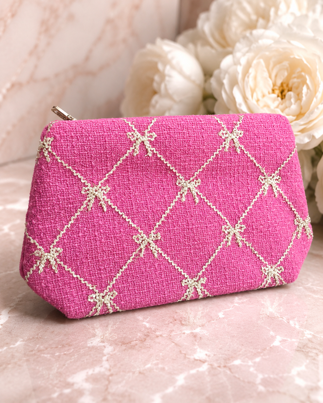 TWEED RIBBON ZIP POUCH