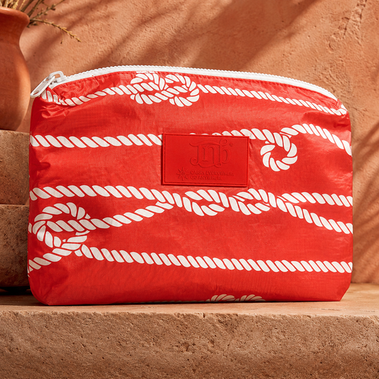 WATERPROOF OVERSIZED ROPE ZIP POUCH - RED
