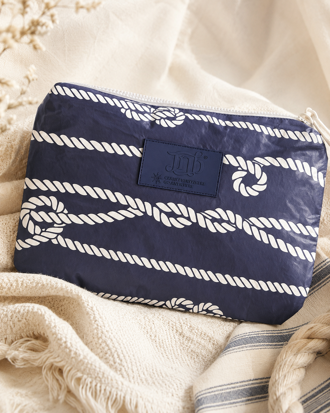 WATERPROOF OVERSIZED ROPE ZIP POUCH- BLUE