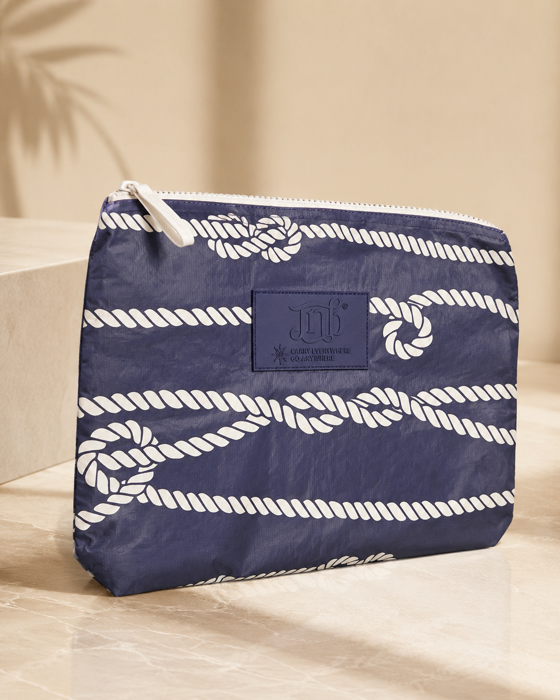 WATERPROOF OVERSIZED ROPE ZIP POUCH- BLUE