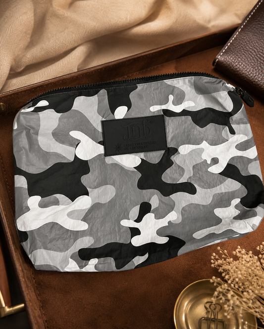 WATERPROOF OVERSIZED ZIP POUCH- CAMO GRAY