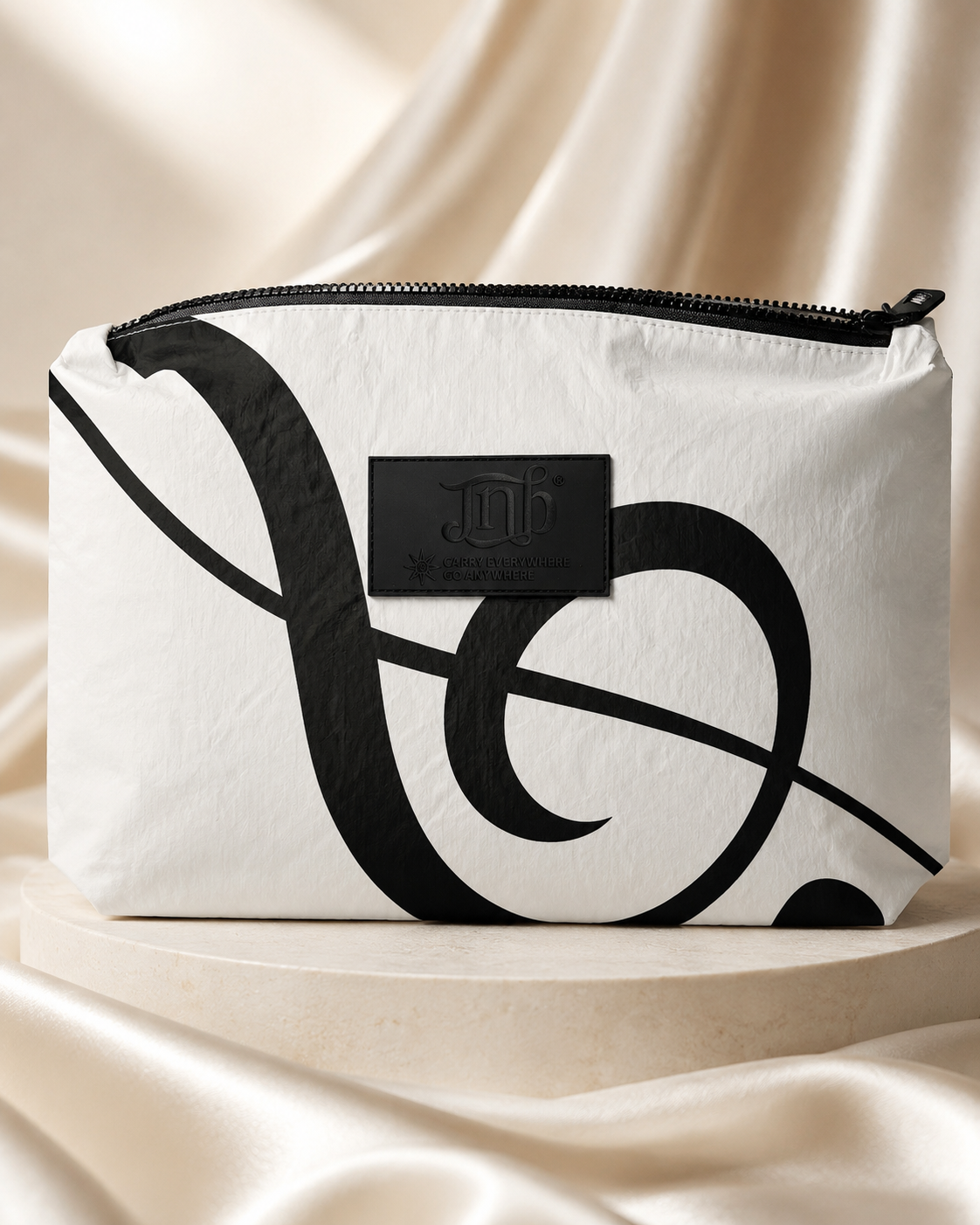 WATERPROOF OVERSIZED TREBLE CLEF ZIP POUCH- WHT