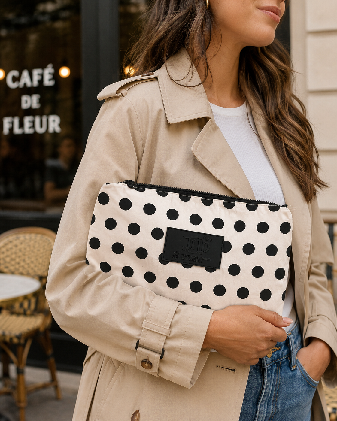 WATERPROOF OVERSIZED POLKADOT ZIP POUCH