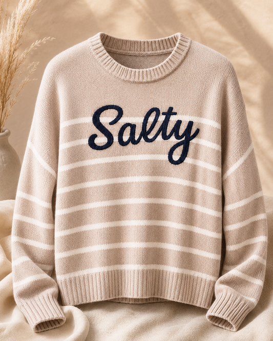 “SALTY” STRIPED KNIT RELAX FIT SWATER