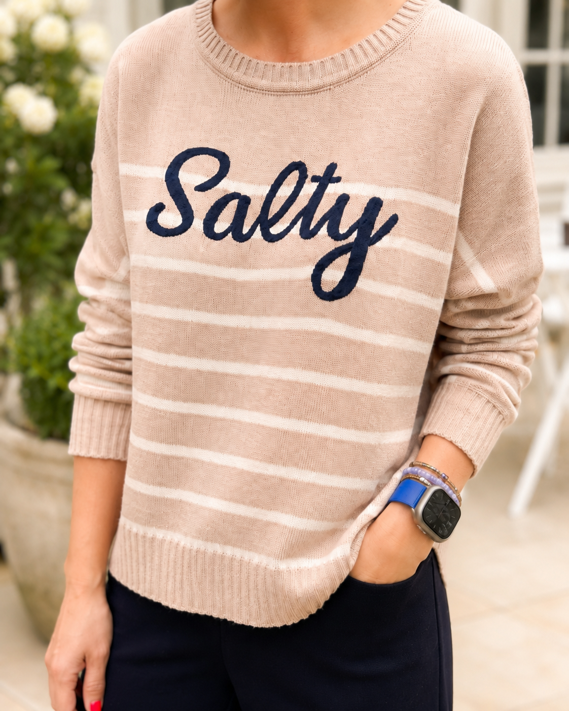 “SALTY” STRIPED KNIT RELAX FIT SWATER