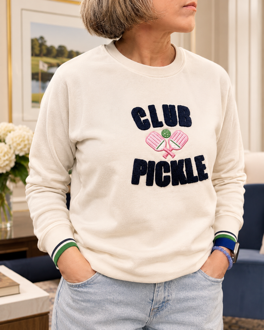 “CLUB PICKLE” SWEATSHIRT WITH STRIP SLEEVES