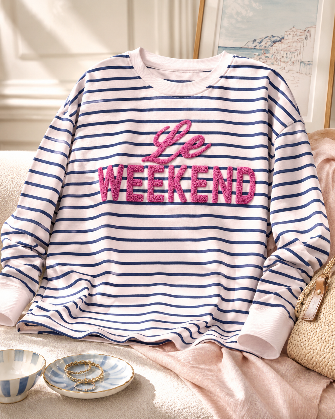 “ LE WEEKEND” STRIPED SWEATSHIRT