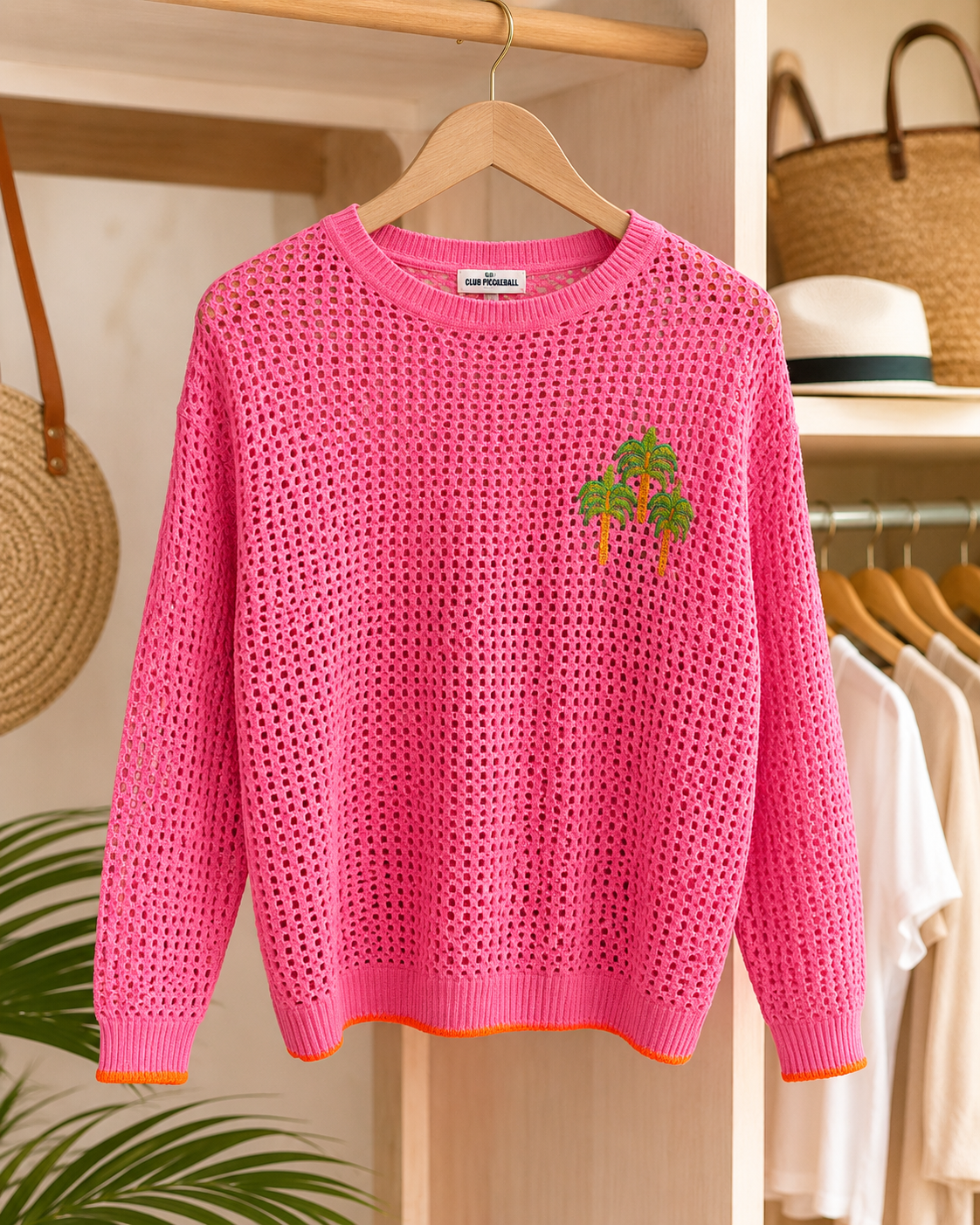 PALM TREE MESH SWEATER