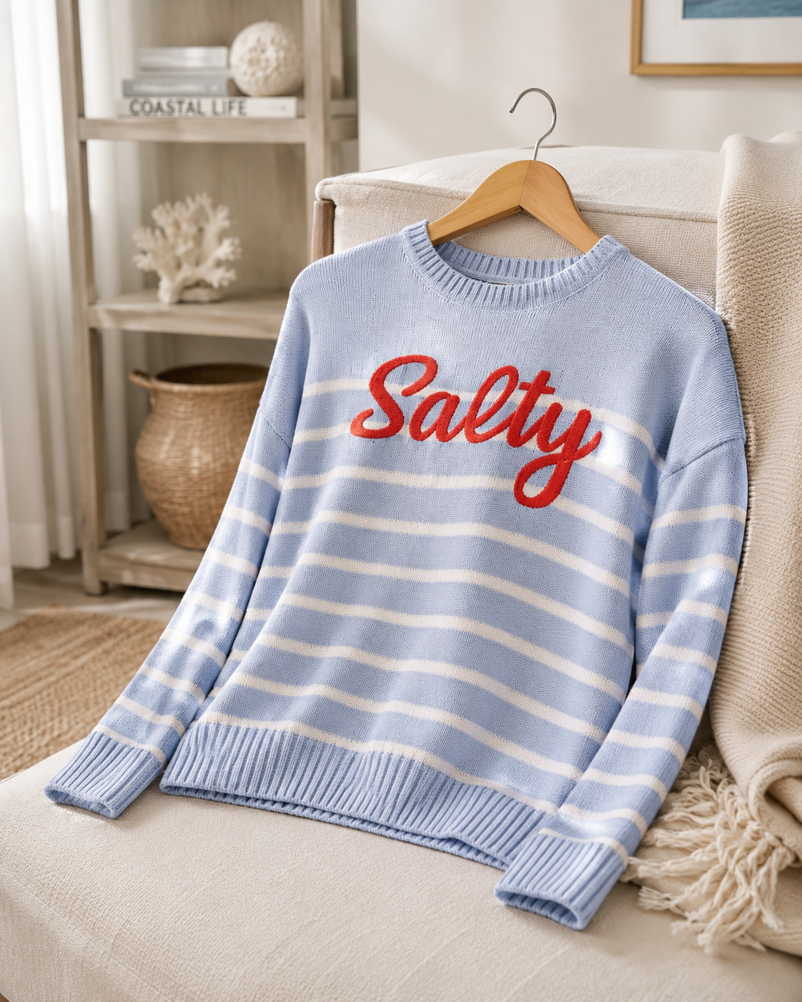 “SALTY” STRIPED RELAXE FIT SWEATER