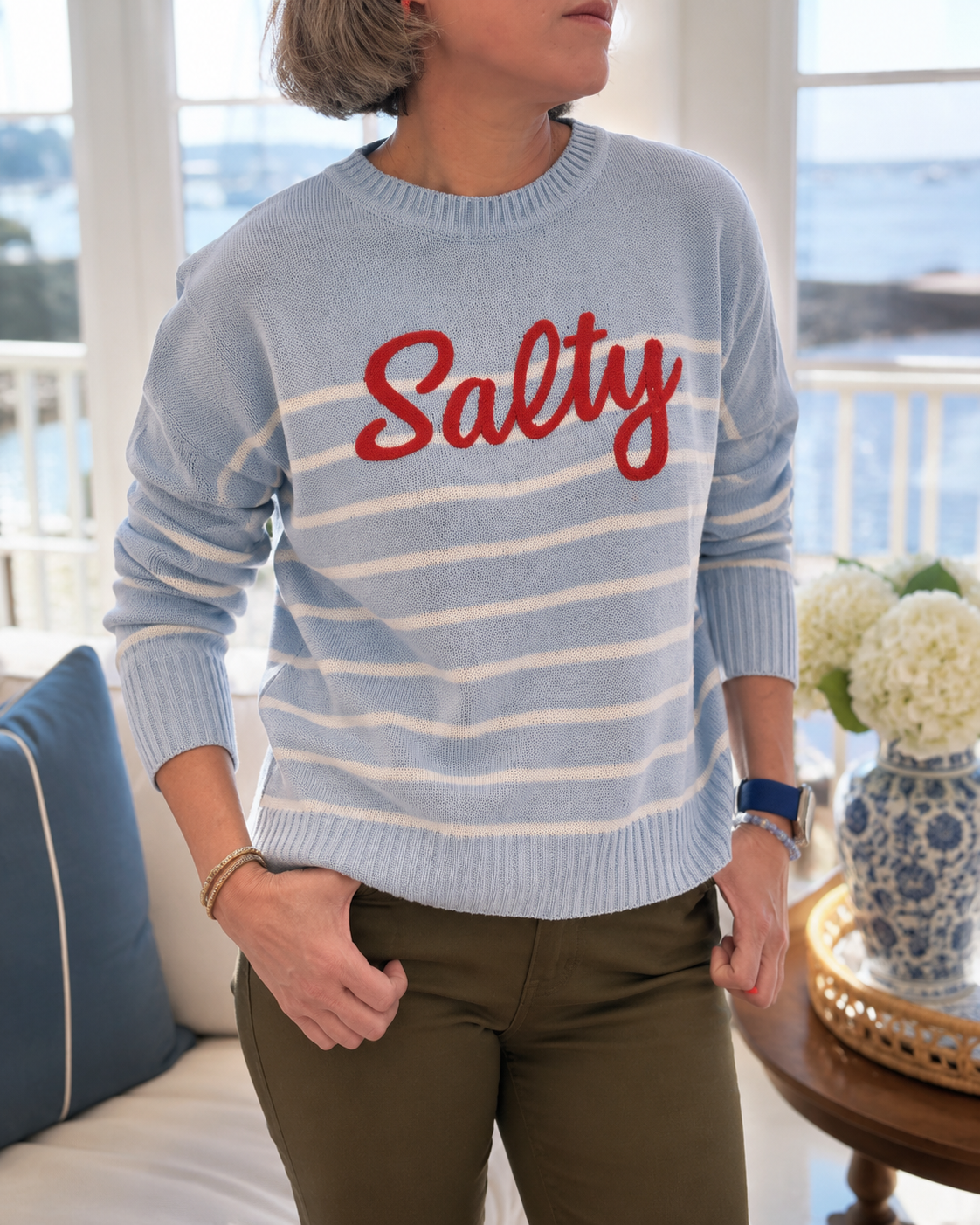 “SALTY” STRIPED RELAXE FIT SWEATER
