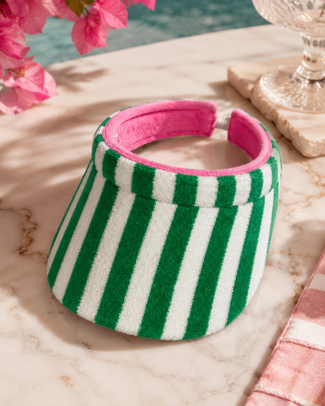 TERRY CABANA STRIPED VISOR - GREEN