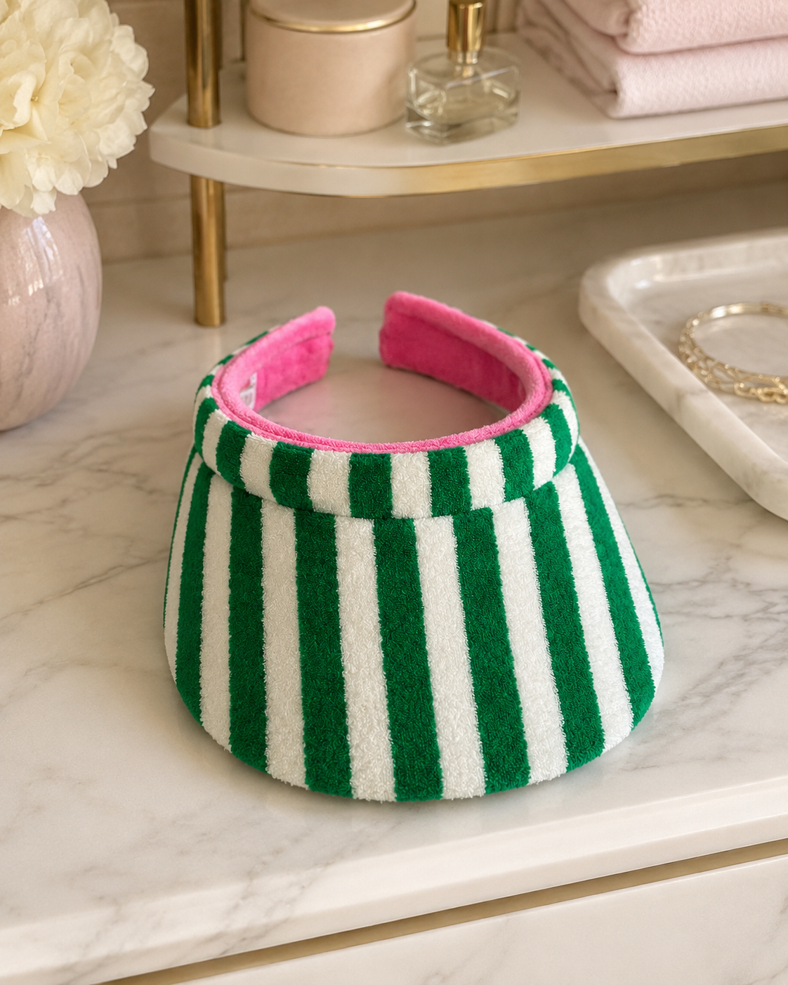 TERRY CABANA STRIPED VISOR - GREEN